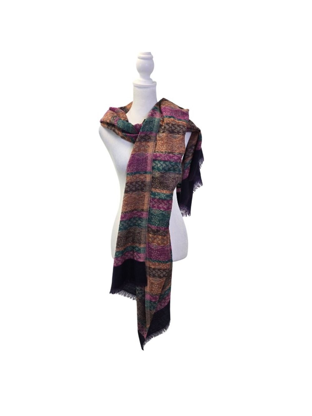 NWT Ambassador 100% Wool Lightweight Graphic Print Shawl Scarf